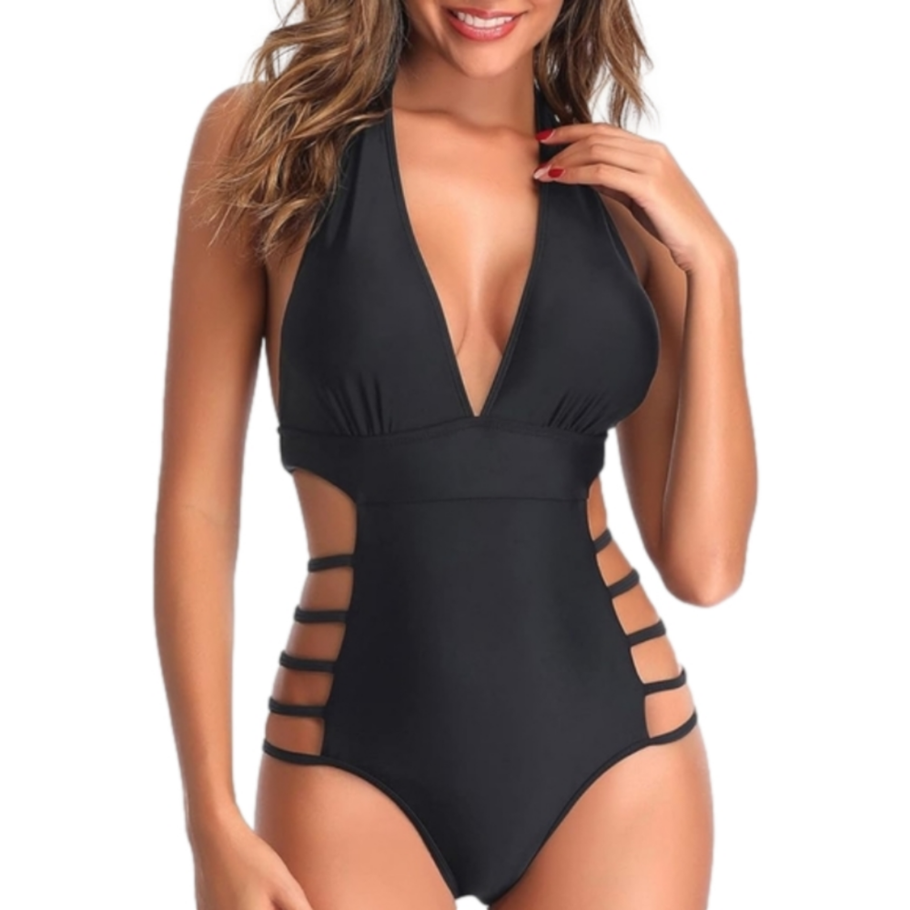 Black Sexy One Piece Swimsuit - Picture 2 of 4